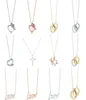 Collier de charme 100% 925 Silver Love and Key Cross Pendants Collier Rose Gol White Or Bijoux Silver Match World Fit Jewelry9889613