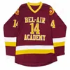 Bel-air Academy 14 Will Smith film Ed Jersey 100% broderie hommes femmes jeunes Hockey maillots rouges