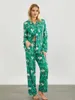 Dames Nachtkleding Dames S Gestreepte Zijde Satijn Pyjama Set Lange Mouw Button Down Shirt Losse Broek Tweedelige Loungewear Pjs