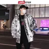 Lappster Men Men Refleksyjna kurtka bombowca Męska Hip Hop Pu Kurtka Windbreaker Fashion Ins Varsity Jacket Coats 231227