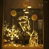 Weihnachtsdekorationen, Ornamente, hängende LED-Leuchten, Schlafzimmerdekoration, Zuhause, Fenster, Glas, warme Batterie