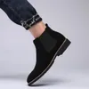 Mode Lederen Heren Laarzen Chelsea Mannen Schoenen Casual Zwarte Sneakers Man Outdoor Motorfiets Mannelijke Loafers 231225