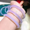 Bracciale rigido Jingle Braccialetti di giada fine da donna di alta qualità A viola giadeite rotondo sottile per regalo di gioielli fidanzata mamma