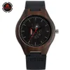 Reloj REDFIRE con grabado Irregular, esfera hueca de madera de ébano, movimiento de cuarzo para hombre, reloj de pulsera de cuero genuino negro para hombre, Pin Buckle220M