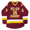 Bel-air Academy 14 Will Smith film Ed Jersey 100% broderie hommes femmes jeunes Hockey maillots rouges