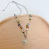 2024 DESIGNERS Irregular Colorful Flower Pendant Necklace with Female Personality Design Natural Stone Beaded Collar Chain Exquisite Versatile Necklace