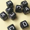 Whole 550PCS lot Mixed A-Z 10 10MM Black with white Printing Plastic Acrylic Square Cube Alphabet Letter Initial Beads 2009302822