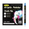 36 couleurs acryliques Gouache Paint Penns Marqueurs de la pointe à double pointe pour bois rock peinture en verre surfaces en céramique bricolage Art Art Faire 231227