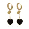 Pendientes colgantes 2023 moda coreana contratada doble corazón borla larga mujeres gota metal oreja hebilla lindo dulce perforación fiesta joyería