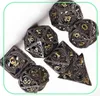 7pcs Zuiver Koper Holle Metalen Dobbelstenen Set DD Metalen Polyhedrale Dobbelstenen Set voor DND Dungeons and Dragons Role Playing Games 2201158119875