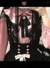 Camicette da donna giapponese rosa kawaii lolita donna manica a bolle dolce simpatica maglietta y2k camicia femmina pizzo bow college stile vintage 2024