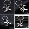 Nyckelringar Uppdatera metallplan Key Ring Shiny Airplane Keychain Holders Pendant Fashion Jewelry For Men Women Christmas Gift Dhgarden Dhjqf