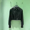 Women's Leather & Faux designer Ann Revan P Motorcycle Style PU Short Flip Collar Jacket Zipper Versatile Coat for Women HI9E