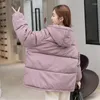 Casacos de Trench das Mulheres Oversized Inverno Jaqueta Curta para Mulheres Grosso Algodão Acolchoado Mulher Casual Parkas Com Capuz Estilo Coreano Sólido Solto Plus