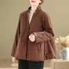 Kvinnors dikerockar 2023 vinter casual bomull vadderad kläder kinesisk stil solid långärmhet mångsidig mode quiltad jacka kappa z4034