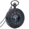 Charme vintage Black Unissex Moda Romana Número Quartz Steampunk Pocket Watch Women Man Man Pingente com Cadeia Presentes2108