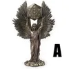 Serafines bronceados Ángel guardián de seis alas con espada Ángel serpiente Estatua de resina Baratijas de fe Estatuilla de Enoc Profeta angelical 231227