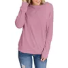 T-shirts pour femmes swets à capuche en vrac couleurs solides coutures coutures coutures rond coule à manches longues sweat-shirt épaule d'épaule à épaule d'automne