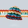 Cute Dopamine Wind Japanese Handmade Crochet Knitted Bucket Hat Rainbow Rhombus Plaid Wool Bucket Winter Basin Hat Bucket Hat 231228