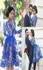 Robes de cocktail en dentelle à manches longues bleu royal 2019 Longueur du genou élégant une ligne de fête courte robe de bal robe Homecoming H1752947