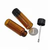 Boîte à pilules en verre à priser Bullet Snorter, accessoires pour fumer, bouteille de stockage de type cylindrique avec cuillère en métal, 2 couleurs, boîtes à herbes sèches pour tabac et épices portables