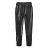 Idopy Men's Fashion Faux Leather Harem Pants Elastic Waist Pu Street Style Big Pockets Drawstring Hip Hop Joggers 231228