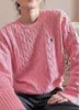 Dames Knits Tees Winter Nieuwe Lange Mouw Vintage Twist Gebreide Trui Dames Roze Grijs Zwart Baggy Knitwear Pullover Jumper Vrouwelijke Kleding G111