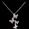 New Arrival Classical Fashion Jewelry 925 Sterling Silver&Rose Gold Fill Pave White Sapphire CZ Diamond Butterfly Pendant Women Ne297E