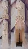 Vestidos de casamento gótico alto baixo 2020 assimétrico fora do ombro champanhe tule renda apliques cristal strass com mangas 8654812