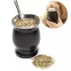 8 Colors 230ML 8oz Bombilla Yerba Mate Natural Gourd Tea Cup Set Double Walled Stainless Steel Coffee Tumbler With Spoon