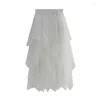 Rokken Vrouwen Tule Taart Mesh Rok Koreaanse Hoge Taille Geplooid Gezwollen Fee Elegante Elastische Lange A-lijn Chic