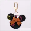 Accessoires de dessin animé Souris Design Voiture Porte-clés Faveur Sac de fleur Pendentif Charme Bijoux Porte-clés pour hommes Cadeau Mode PU Cuir An Dhzcs