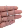 Pendanthalsband 4mm Sparking Round Cubic Zirconia Bezel Sätt modesmycken Högkvalitativ Single Stone Danity Girl Chain NE277D