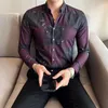 Мужские повседневные рубашки Осенняя мода с длинным рукавом для мужской одежды 2023 Business Slim Fit Club/Prom Tuxedo Camisas de Hombre