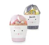 Easter Bunny Bags Barrel Bucket Basket Plaid Patchwork Cartoon Rabbit Ear Bowknot Canvas Tygväska Nyårsgåvor Egg Candies Handb9771123