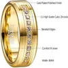 Bröllopsringar Vakki Men's 8mm Tungsten Carbide Ring Band med Round Cubic Zirconia Gold Plated CZ Engagement Storlek 7-12254Y