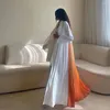 民族衣類シフォンオープンアバヤレイヤードプリーツステッチ女性Kaftan Turkey Dubai Luxury Muslim Dress Women Woman Turban MQ089