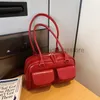 Shoulder Bags Retro Red Women's Satchel Hobo Bag Patent Leather Pocket Luxury Designer Handbag Female Underarm Tote Pursesstylishhandbagsstore