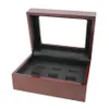 Najwyższa klasa 1 4 5 6 dołków Nowe pierścienie mistrzowskie pudełko w opakowaniu biżuterii Wyświetlacz czerwony drewniany pudełko biżuterii do ringu 234D