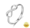 925 Sterling Silver Ring Infinity Forever Love Knot Promise Jubileum CZ Simulerade diamantringar för kvinnor5585733