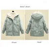 Frauengrabenmäntel 2023 Frauen Baumwollmantel Winterjacke Frauen warme dicke Parkas stilvoller Slimfit mit Kapuze -Outwear Lose großer Mantel