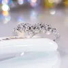 Cluster Rings S925 Sterling Silver Platinum Plated Ring Heart Shaped Crown Diamond Fine Jewelry Luxury Full Zircon For Women Party Gift