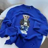Kvinnors tröjor RL Blue Cotton Loose Fit Casual Pullover Little Bear långärmad tröja unisex