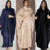 Etnik Giyim Abayas Kadınlar İçin Kimono Uzun Ligs Femme Sıradan Gevşek Açık Abaya Batwing Sley Saten Elbise Kaftan İslam büyüklüğünde