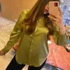 Spring Casual Blouse Fashion Femmes Long Manches Summer Tops Vintage V Shirts Neck Elegant Sexy Silk Blouse Femme 5273 231227