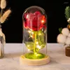 Fleurs décoratives LED ROSE Glass Dome Forever Home Decoration Mother's Mother's Romantic Wedding Red Roses Fleur Gift Valentin