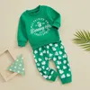 Наборы одежды Baby 2pcs Ирландский день наряды с длинным рукавом пивной кружка для печати и брюки для малышей