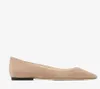 Marque de luxe Classic Flat Robe Chaussures Sandale Londres Romy Ballet plat paillettes / daim pointues Flats pointu