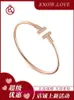 Bangle Tifannissm Bracelet T v Gold Smooth Face Present Pultive Mountificial Manthetic Millimeter Stone المملح مع مربع أصلي