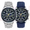 Luxe Wateproof Quartz Horloges Business Casual Stalen Band Horloge Heren Blue Angels World Chronograaf Horloge 2112312048